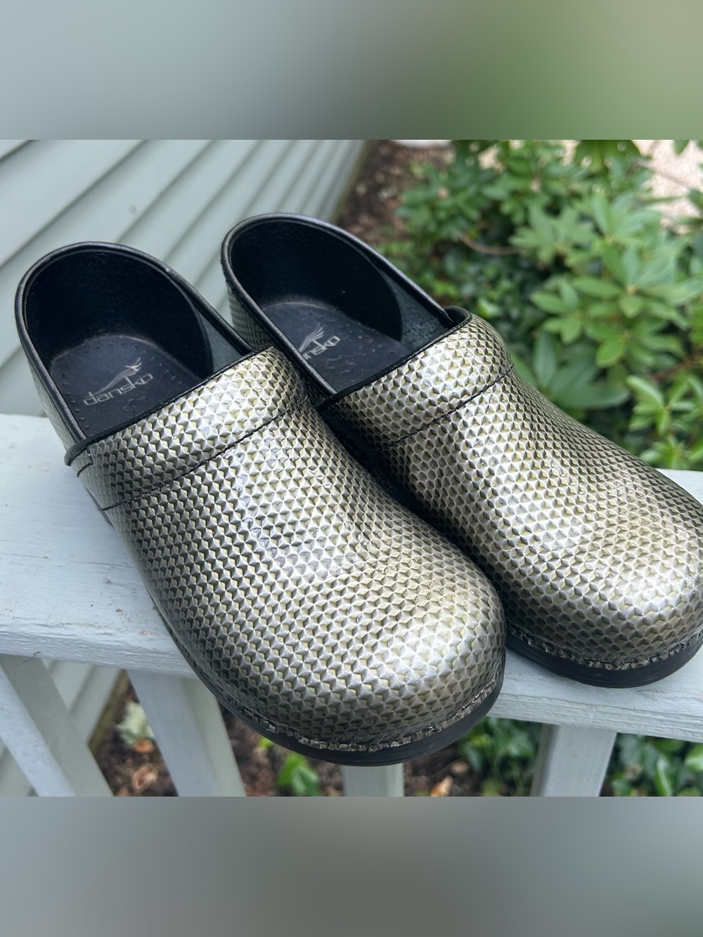Dansko Women's Metallic Gold Textured Clogs